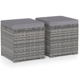 2 Pieces Patio Ottoman with Removable Cushions