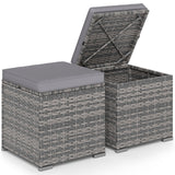 2 Pieces Patio Ottoman with Removable Cushions