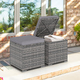 2 Pieces Patio Ottoman with Removable Cushions