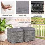 2 Pieces Patio Ottoman with Removable Cushions