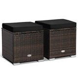 2 Pieces Patio Ottoman with Removable Cushions