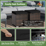 2 Pieces Patio Ottoman with Removable Cushions