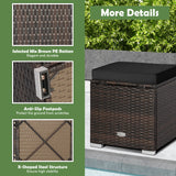 2 Pieces Patio Ottoman with Removable Cushions