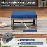 2 Pieces Patio PE Rattan Ottomans with Soft Zippered Cushions for Deck