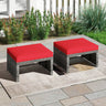 2 Pieces Patio PE Rattan Ottomans with Soft Zippered Cushions for Deck