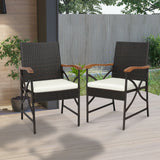 Set of 2/4 Patio Wicker Dining Chairs with Soft Zippered Cushion