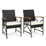 Set of 2/4 Patio Wicker Dining Chairs with Soft Zippered Cushion