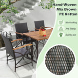 Set of 2/4 Patio Wicker Dining Chairs with Soft Zippered Cushion
