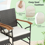 Set of 2/4 Patio Wicker Dining Chairs with Soft Zippered Cushion