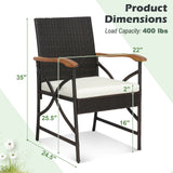 Set of 2/4 Patio Wicker Dining Chairs with Soft Zippered Cushion
