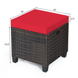 2 Pieces Patio Rattan Ottoman Set with Removable Cushions