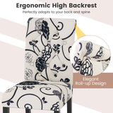 2 Pieces Tufted Dining Chair Set with Adjustable Anti-Slip Foot Pads-Blue and White