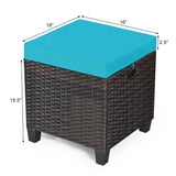 2 Pieces Patio Rattan Ottoman Set with Removable Cushions