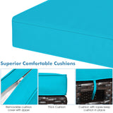 2 Pieces Patio Rattan Ottoman Set with Removable Cushions