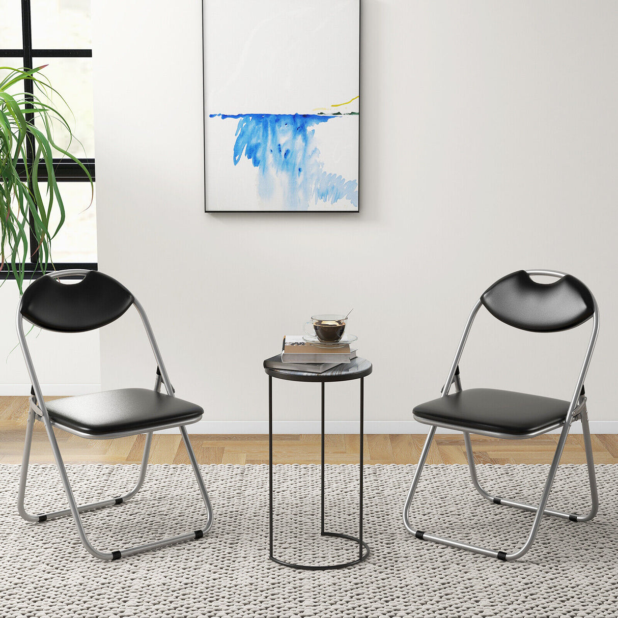 6 Pieces U-Shape Folding Chairs with Hollow Handle