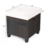 2 Pieces Patio Rattan Ottoman Set with Removable Cushions
