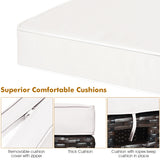 2 Pieces Patio Rattan Ottoman Set with Removable Cushions