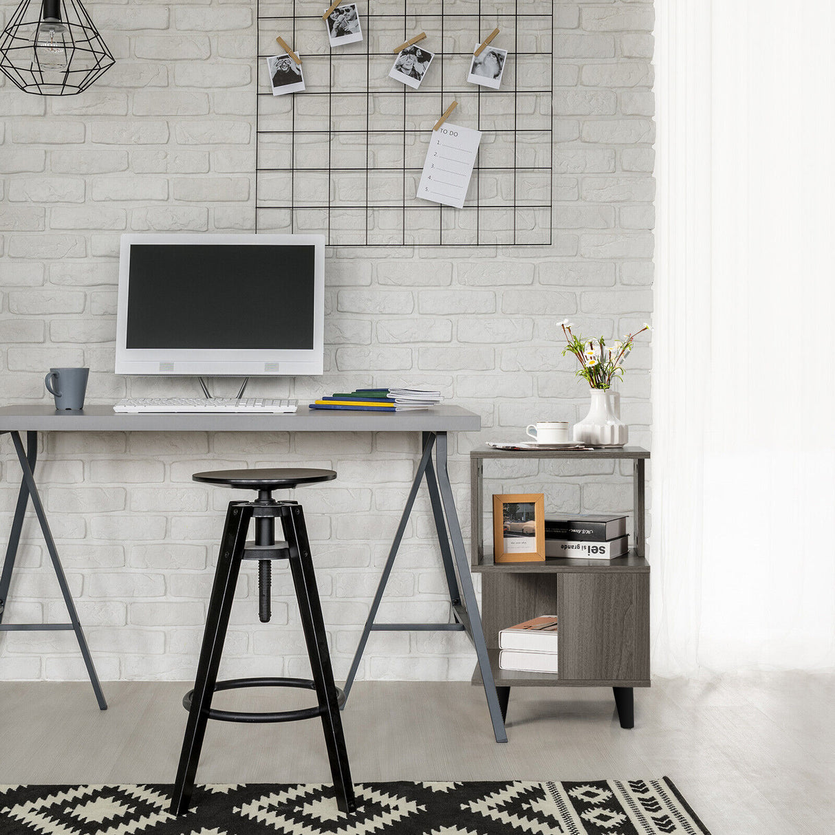 2 Pieces Wooden Modern Nightstand Set with Legs for Living Room