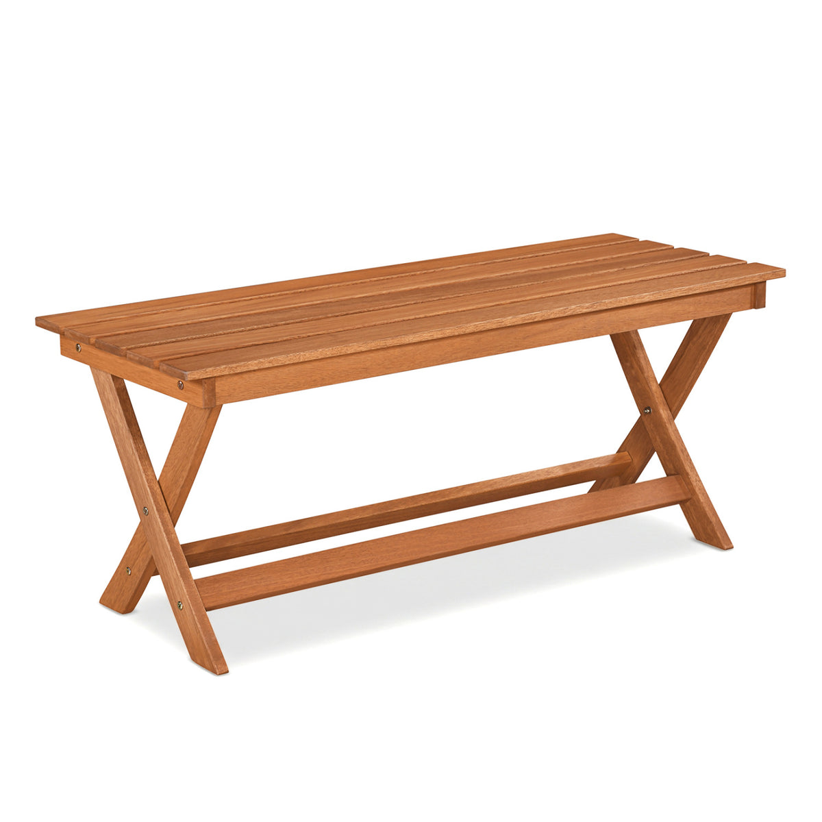 2-Seat Wooden Garden Patio Bench with X-Shaped Legs-Set of 2