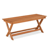 2-Seat Wooden Garden Patio Bench with X-Shaped Legs-Set of 2
