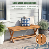 2-Seat Wooden Garden Patio Bench with X-Shaped Legs-Set of 2