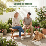 2-Seat Wooden Garden Patio Bench with X-Shaped Legs-Set of 2