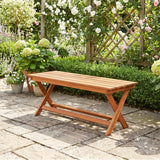 2-Seat Wooden Garden Patio Bench with X-Shaped Legs-Set of 2