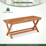 2-Seat Wooden Garden Patio Bench with X-Shaped Legs-Set of 2