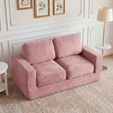 2-Seater Floor Couch Loveseat Foam Sofa with Removable Corduroy Cover