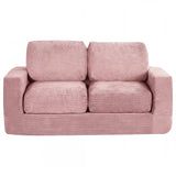 2-Seater Floor Couch Loveseat Foam Sofa with Removable Corduroy Cover