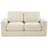 2-Seater Floor Couch Loveseat Foam Sofa with Removable Corduroy Cover