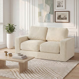 2-Seater Floor Couch Loveseat Foam Sofa with Removable Corduroy Cover