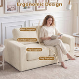 2-Seater Floor Couch Loveseat Foam Sofa with Removable Corduroy Cover