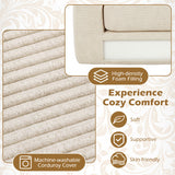 2-Seater Floor Couch Loveseat Foam Sofa with Removable Corduroy Cover