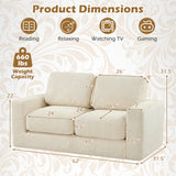 2-Seater Floor Couch Loveseat Foam Sofa with Removable Corduroy Cover