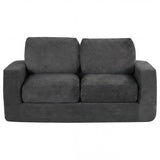 2-Seater Floor Couch Loveseat Foam Sofa with Removable Corduroy Cover