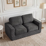 2-Seater Floor Couch Loveseat Foam Sofa with Removable Corduroy Cover