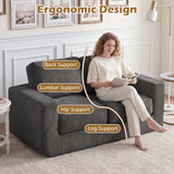2-Seater Floor Couch Loveseat Foam Sofa with Removable Corduroy Cover