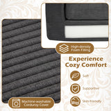 2-Seater Floor Couch Loveseat Foam Sofa with Removable Corduroy Cover