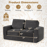 2-Seater Floor Couch Loveseat Foam Sofa with Removable Corduroy Cover