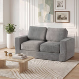 2-Seater Floor Couch Loveseat Foam Sofa with Removable Corduroy Cover