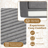 2-Seater Floor Couch Loveseat Foam Sofa with Removable Corduroy Cover