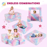 2 Seater Kids Play Couch with Removable and Machine Washable Flannel Cover