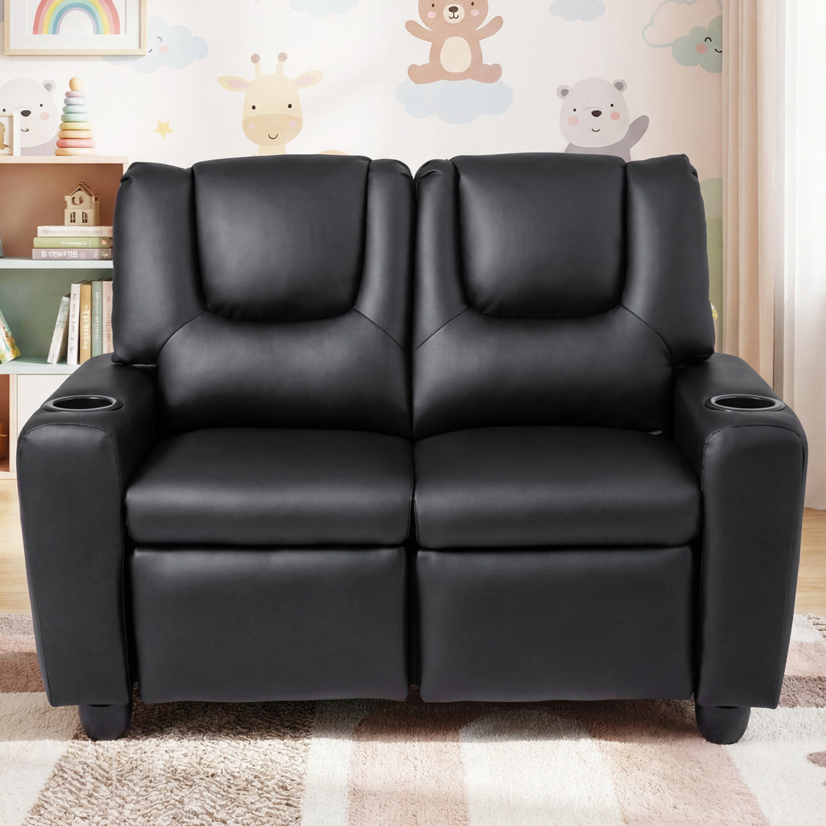 2-Seater Kids Recliner Double Toddler Sofa Chair with 2 Cup Holders