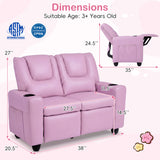 2-Seater Kids Recliner Double Toddler Sofa Chair with 2 Cup Holders