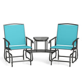 2-Seater Outdoor Glider Bench with 2-Tier Center Table