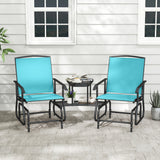2-Seater Outdoor Glider Bench with 2-Tier Center Table