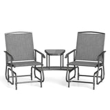 2-Seater Outdoor Glider Bench with 2-Tier Center Table
