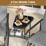 2-Seater Outdoor Glider Bench with 2-Tier Center Table