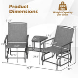 2-Seater Outdoor Glider Bench with 2-Tier Center Table